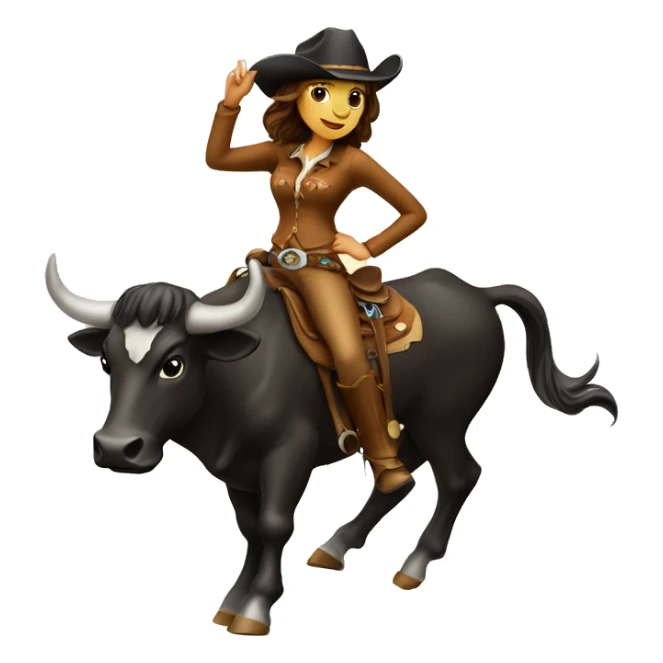 Female cowgirl on a bull  sticker