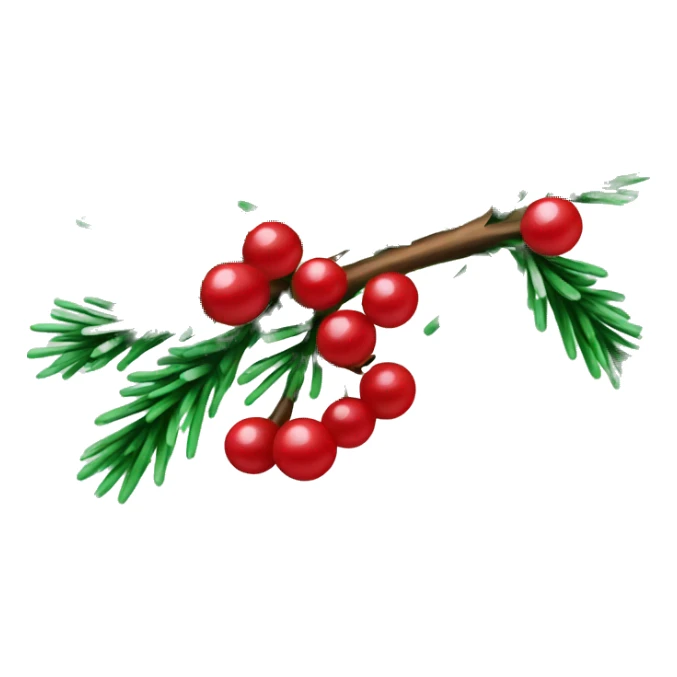 Pine branch with red berries and green needles, winter vibe sticker