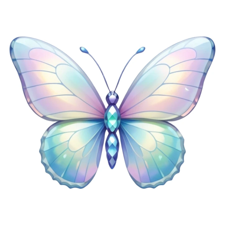 Pastel white iridescent glass crystal butterfly sticker