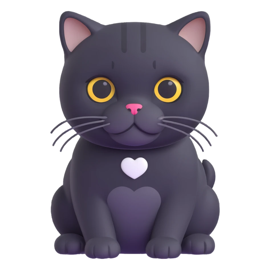 black Scottish fold cat with white spot on the chest sticker