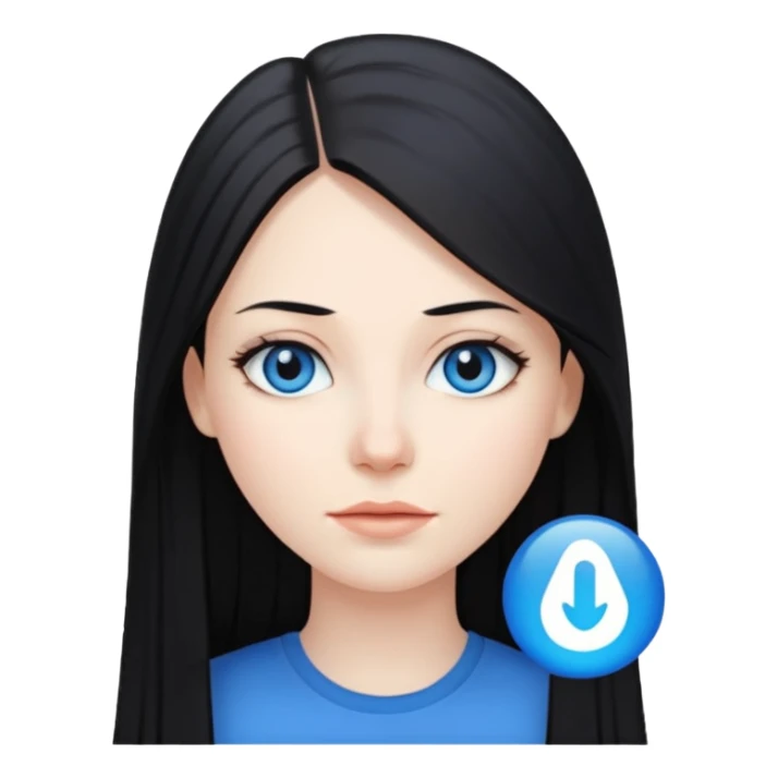 Mujer blanca con pelo negro liso largo sticker