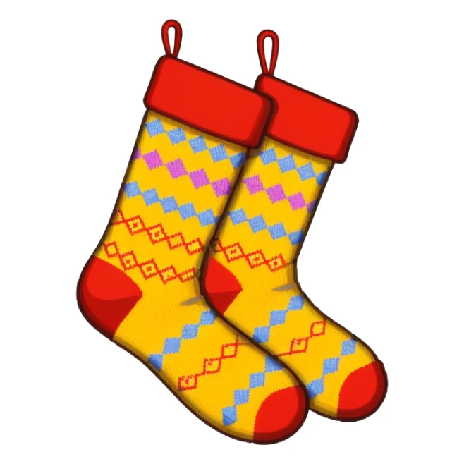 A 8-bit pixel art emoji of a pair of socks sticker
