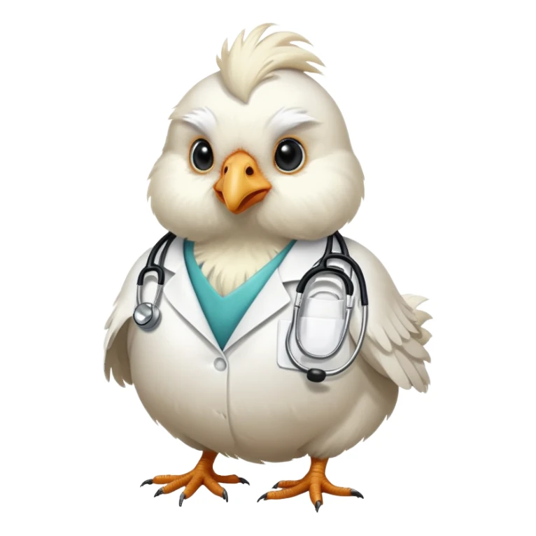 A white Silkie Bantam chicken wearing a doctor's stethoscope. sticker