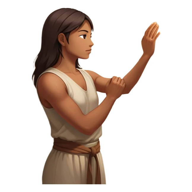 A person stands facing a wall with their hand on it, their shoulders hunched as if weighed down. A glowing, clenched fist of tension sits in their chest. But behind them, a doorway opens—light streaming through. The words "You are free" echo from inside. It’s the moment of  they can choose peace. sticker