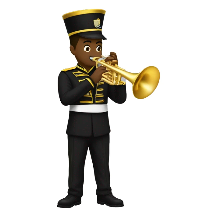 A Marching band trumpet player in black and gold uniform sticker