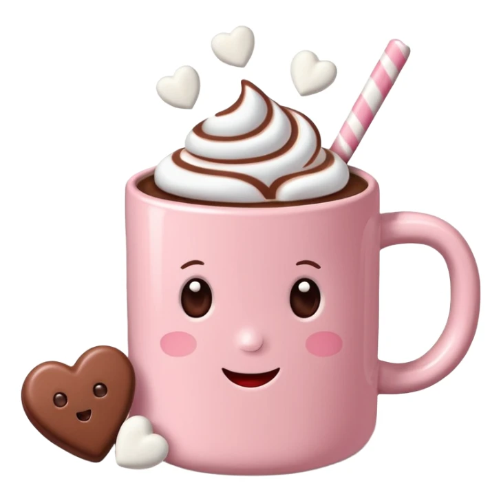 Corazón Light Pink mug of hot chocolate with marshmallows  sticker
