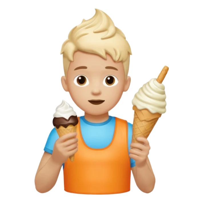 boy kid wearing arm floaties, eating ice cream sticker