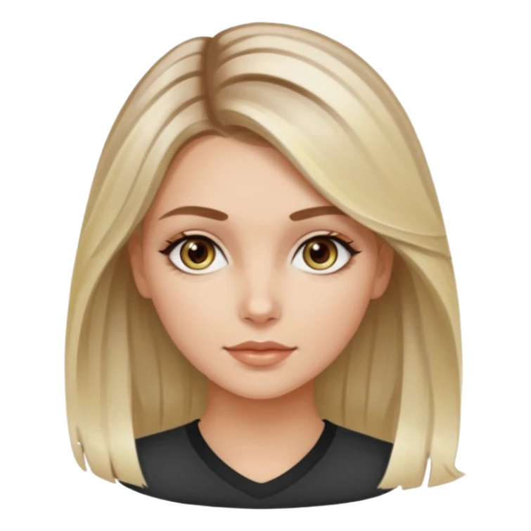 White girl hazel eyes with medium hair with platinum blonde highlights balayage sticker