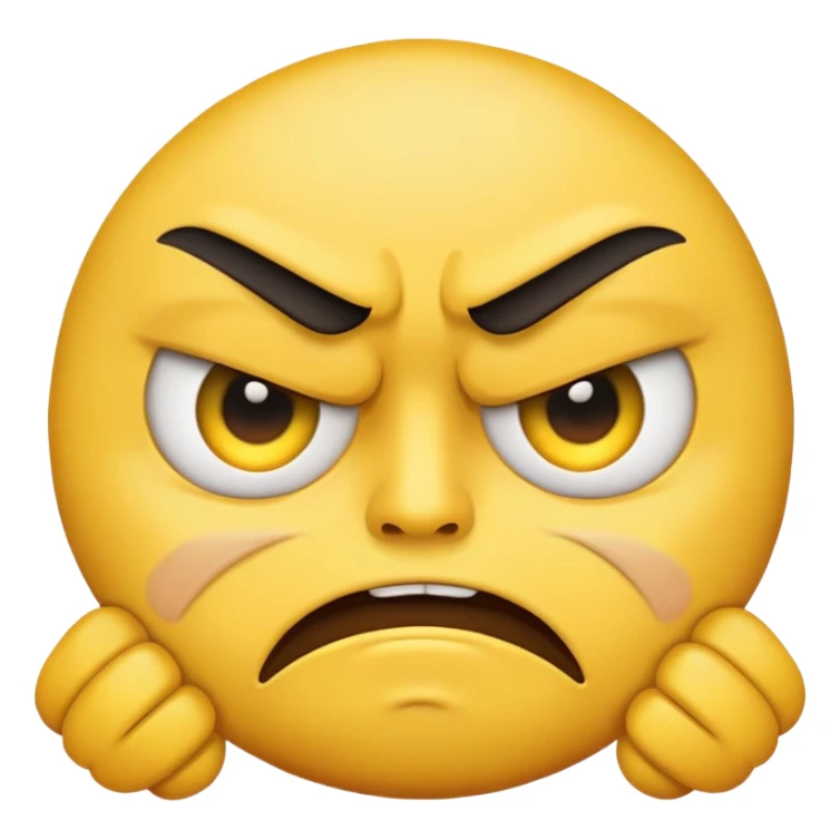 yellow face emoji with one eye half-closed and the other open, angry expression sticker