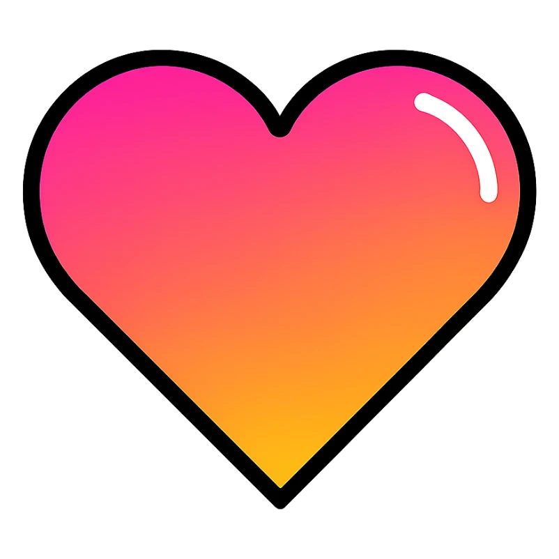 gradient heart icon, modern icon style, clean lines, metallic shine, no text sticker