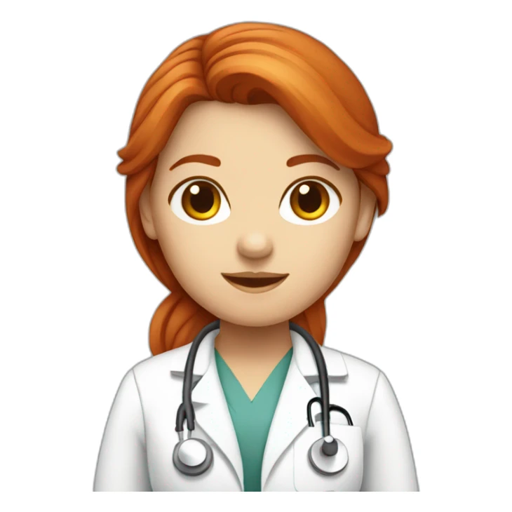 Red hair girl doctor radiologist sticker