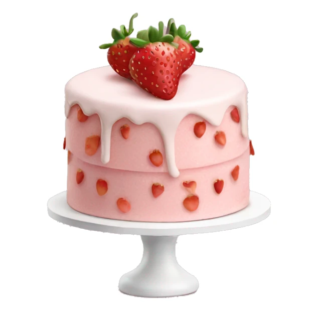 Light Pink strawberries and cream birthday cake  sticker