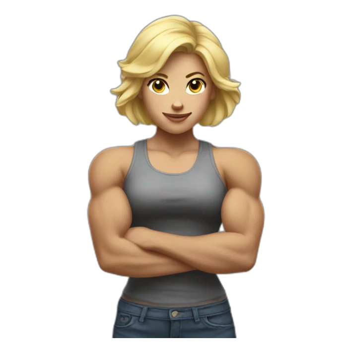 Strong muscle arm blonde girl sticker