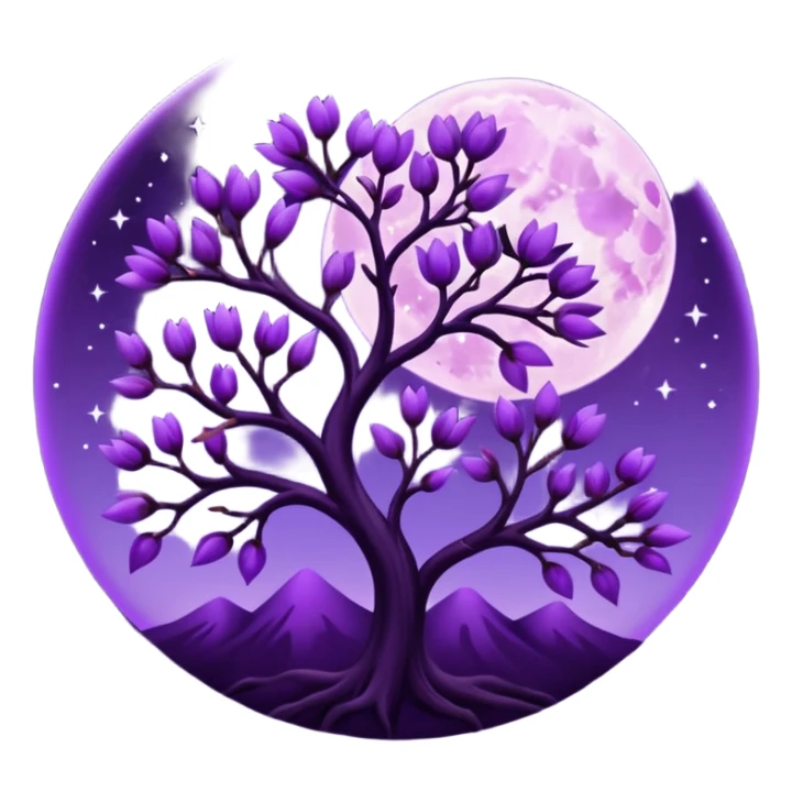dark purple blossom with a purple Moon sticker