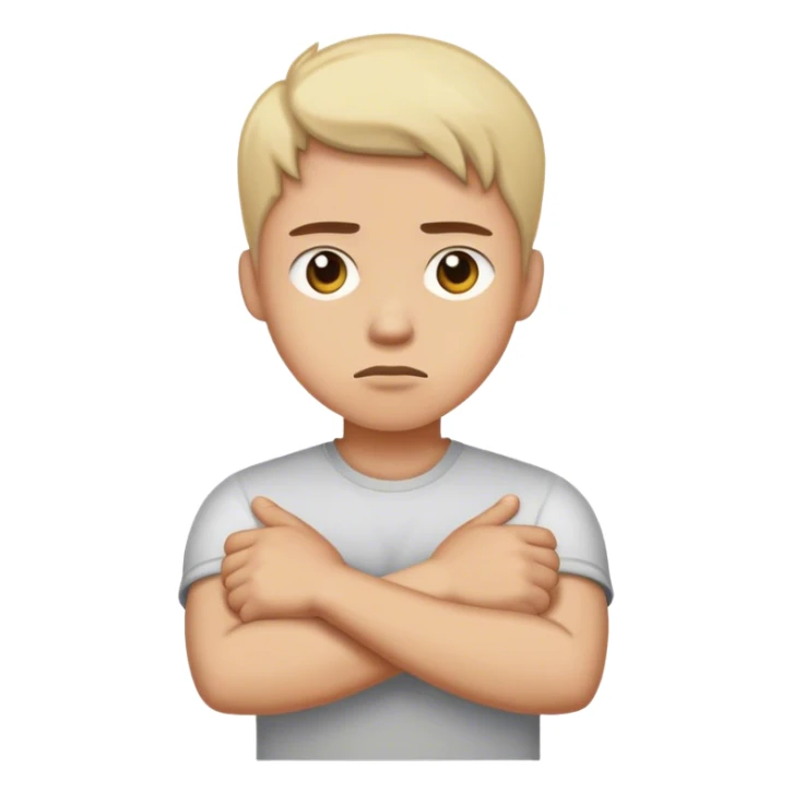 A person with crossed arms, showing indifference and ignoring sticker