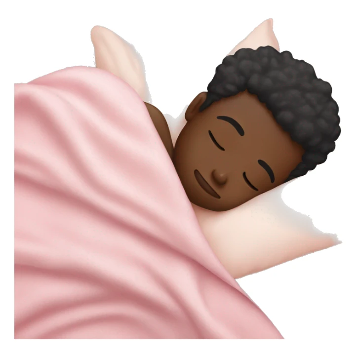 Black boy sleeping with pastel pink blanket sticker