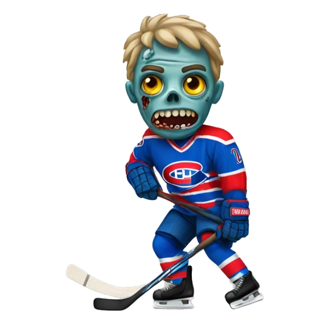 Zombie wearing Montreal hockey shirt sticker