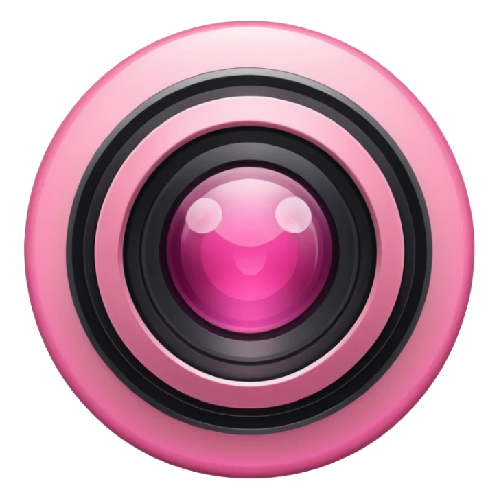 A round camera lens, apple emoji style, minimalist, with highlights, pink, only lens, variant 1 sticker