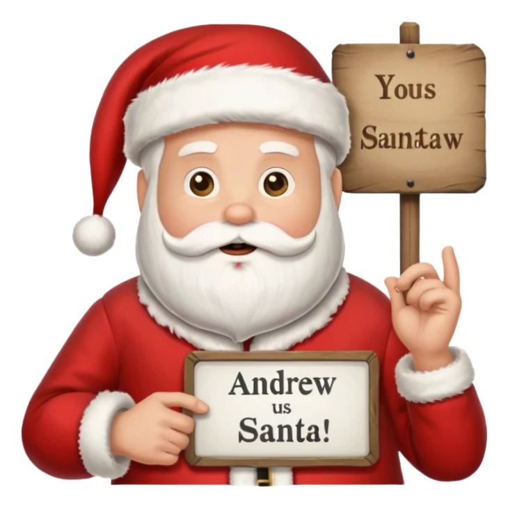 drunk santa holding up a sign that says andrew sticker