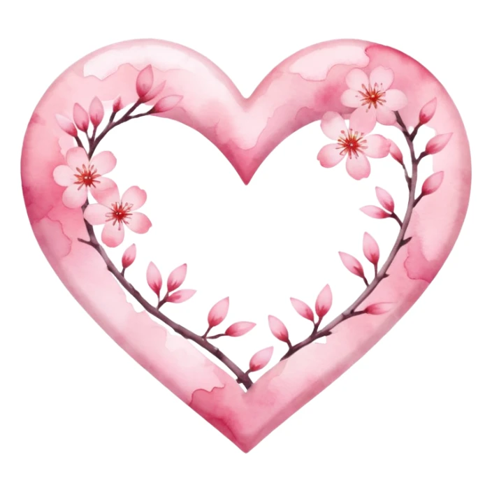 sakura heart with a watercolor effect sticker