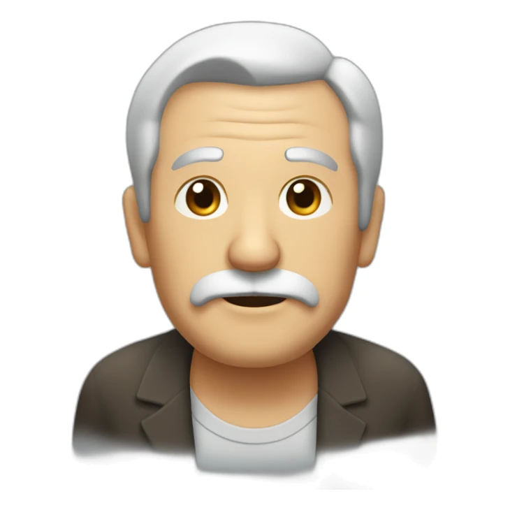old man with black hair combed to the side with square mustache sticker