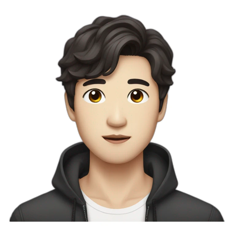 korean male with dark brown hair, looks like a kpop singer sticker