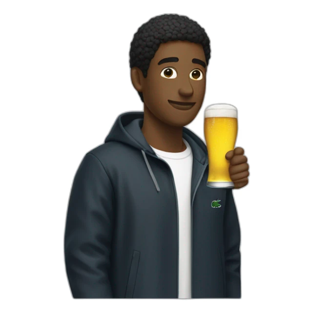 Lacoste black friends man drinking beer with windbreaker sticker