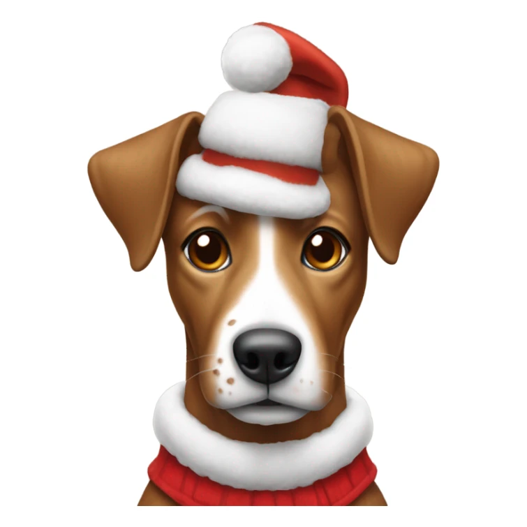 Brown dog with white on face in Christmas outfit  sticker