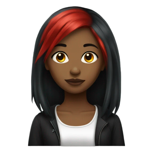 Black Gothic girl with red hair streaks sticker