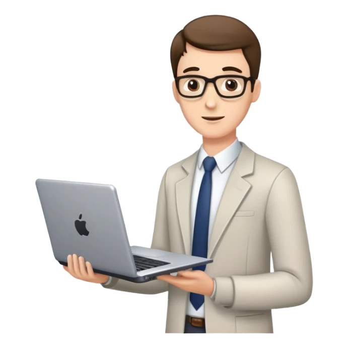 male teacher holding a laptop, teaching online sticker