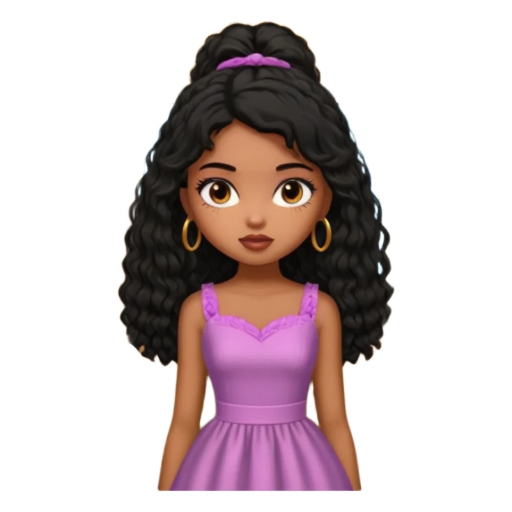 a pretty bratz dusky girl in a train with black shaggy hair sticker
