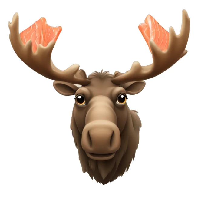 A moose with a salmon head and horns sticker