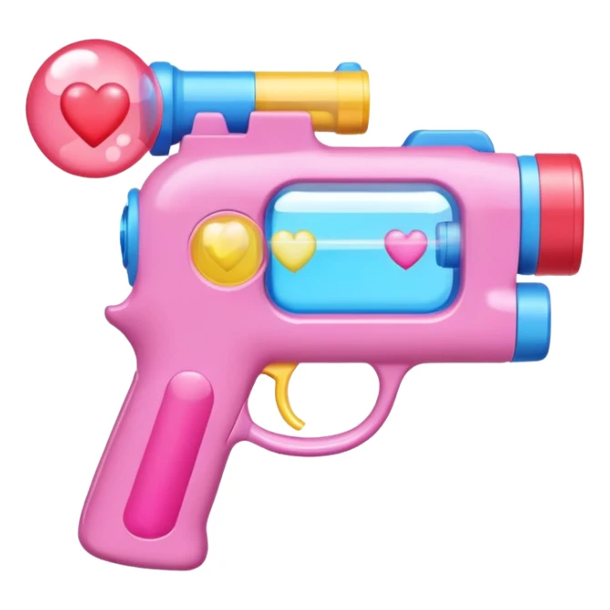 a bubble gun that shoots out hearts sticker