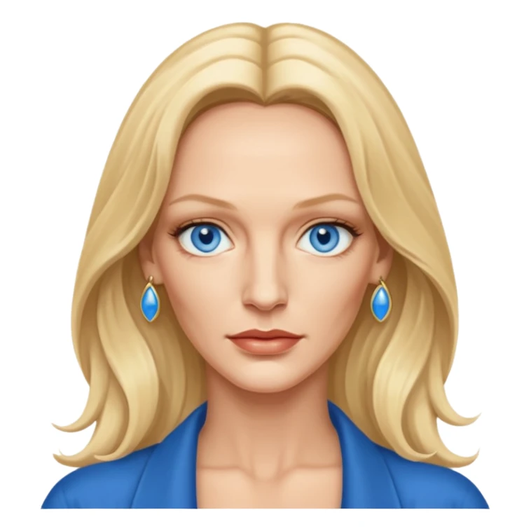 Uma Thurman with blue eyes, long hair sticker