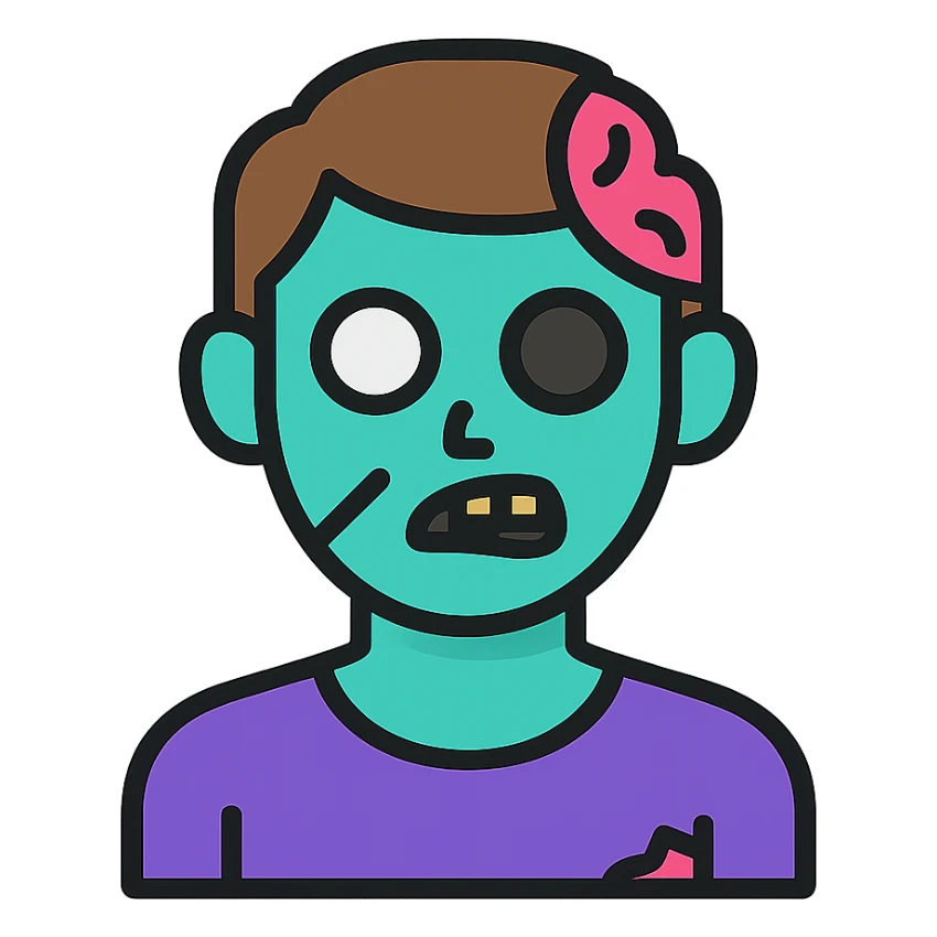 male zombie with brown hair sticker