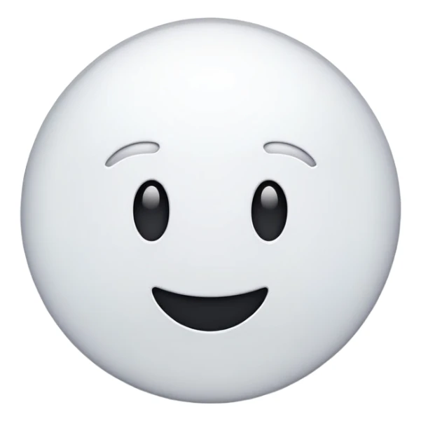 A smooth, white, circular emoji with a glossy and slightly reflective surface. Minimalist and clean design, resembling modern digital emojis. sticker