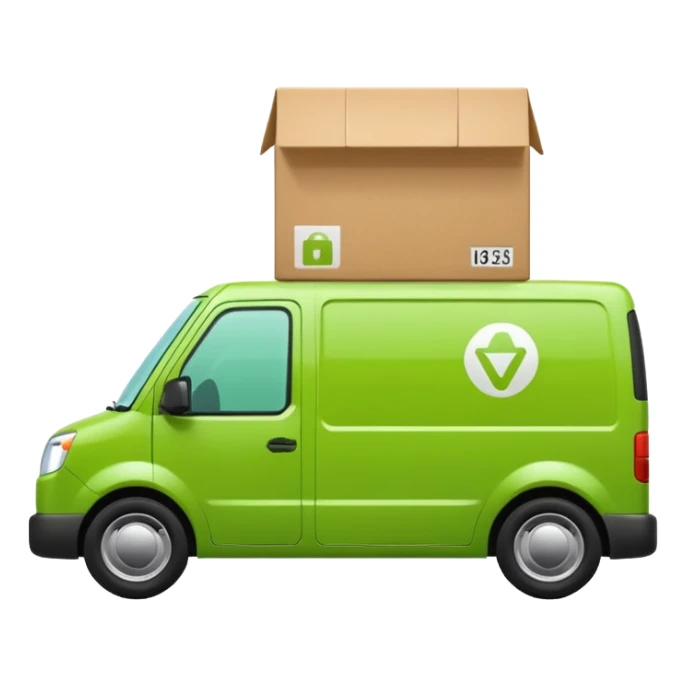 emoji of light green color delivery car sticker