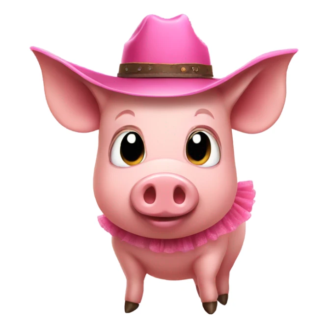 Pig with a cowboy hat and a tutu sticker