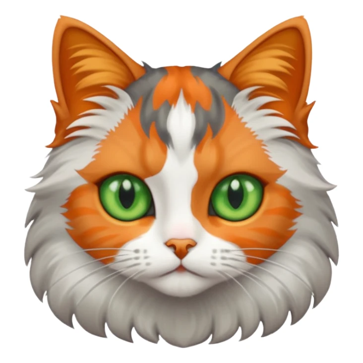 Fluffy diluted calico cat with green eyes sticker