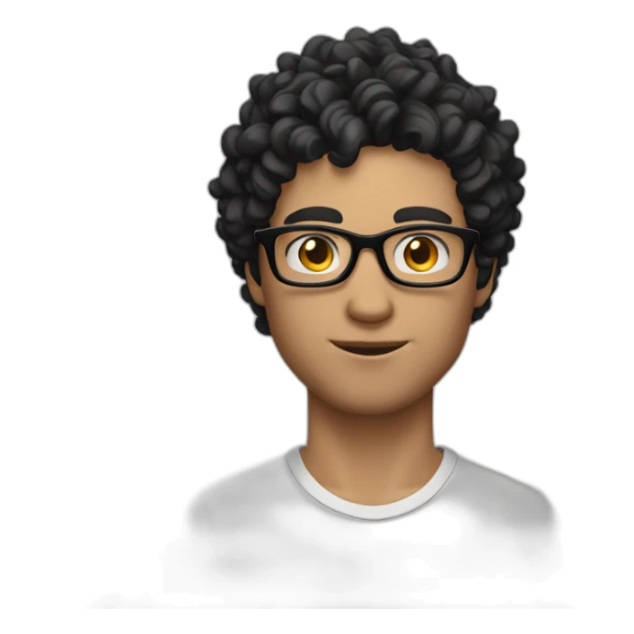 White man with short, curly and wavy black hair and glasses. He has quite a forehead, and he is a gamer. sticker