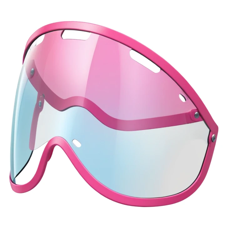 curved frameless pink shield visor, Y2K fashion, sleek one-piece lens design sticker