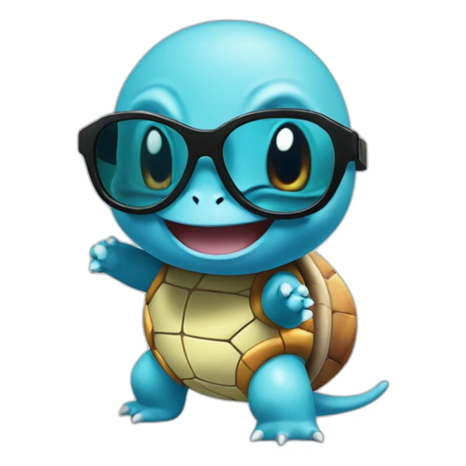 squirtle with sunglasses dancing like a rock star sticker