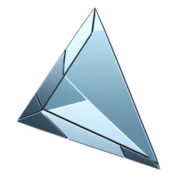 broken mirror shard emoji, sharp chrome edges, high contrast reflections, futuristic minimal 3D style, isolated on white sticker