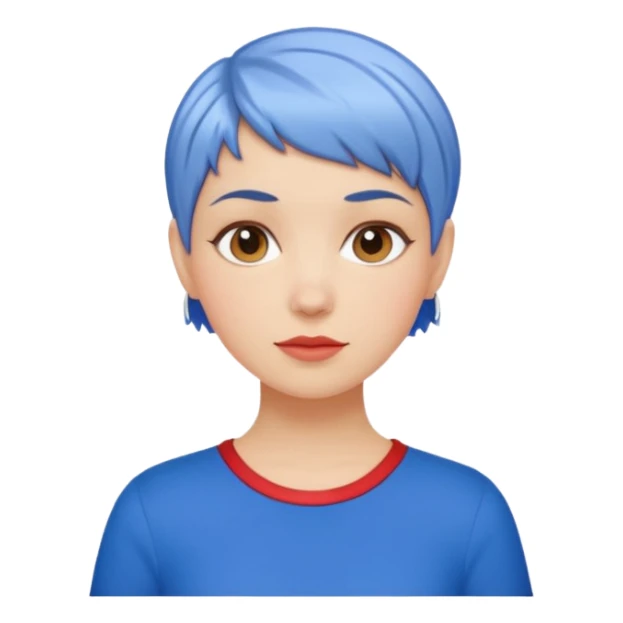 white girl pixie cut red and blue shirt sticker