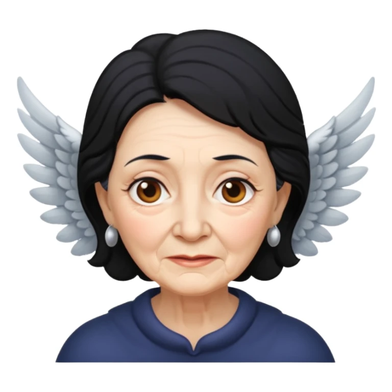 Angel Old Lady with wings black hair sticker