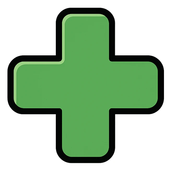 green plus symbol with a subtle shadow, suitable for a changelog Discord channel sticker