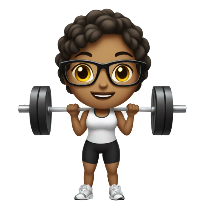 girl with glasses doing weightlifting sticker