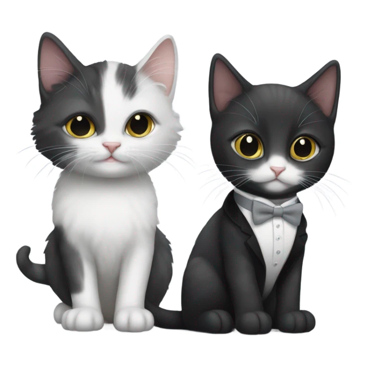 Black kitten with grey and white tuxedo kitten sticker