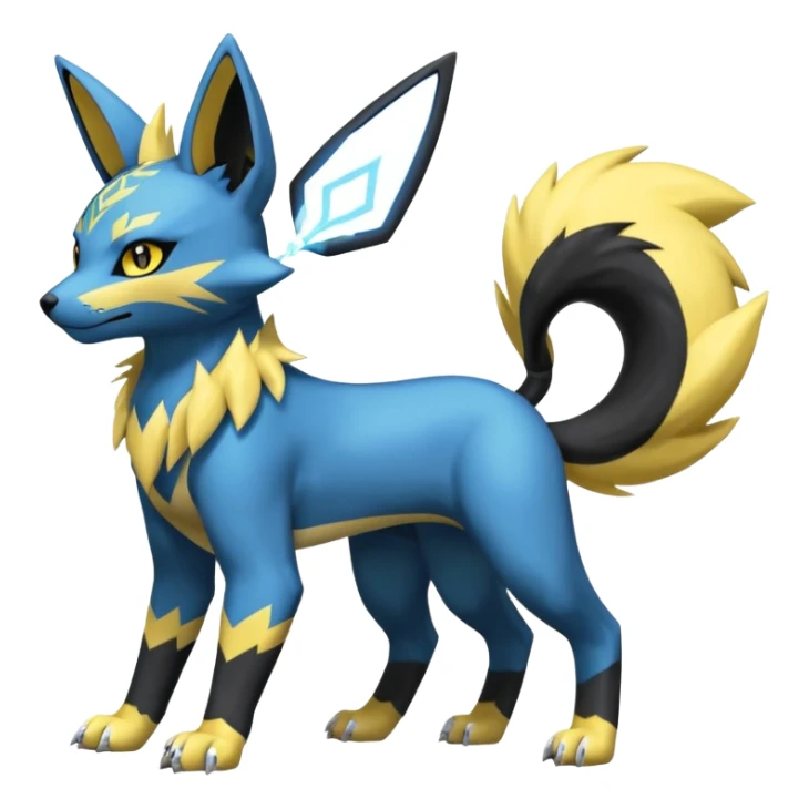 Zeraora-Renamon-Electrike-Umbreon-Lombax-Weregarurumon-fusion-creature (full body sticker