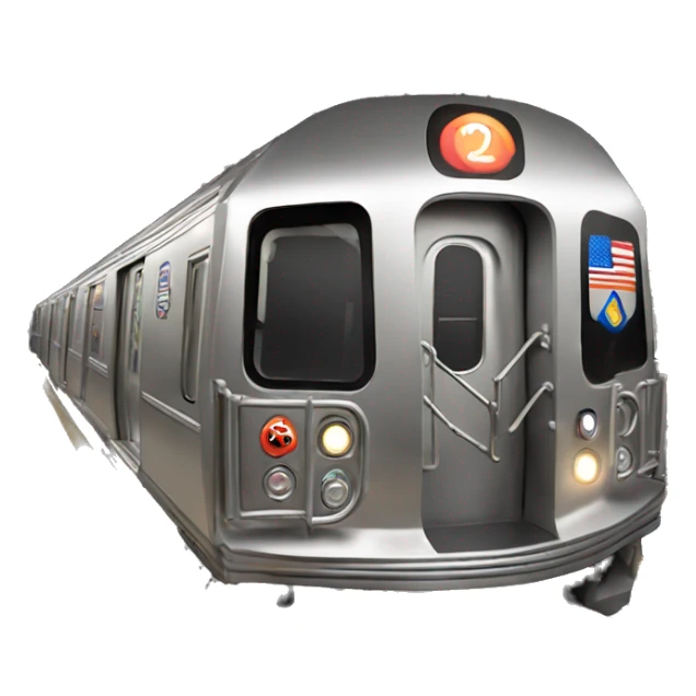 just the front profile of a shiny silver new york subway train sticker
